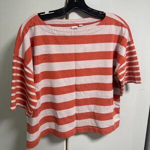 Gap Women,s Medium Wide Striped Coral Boatneck Shirt